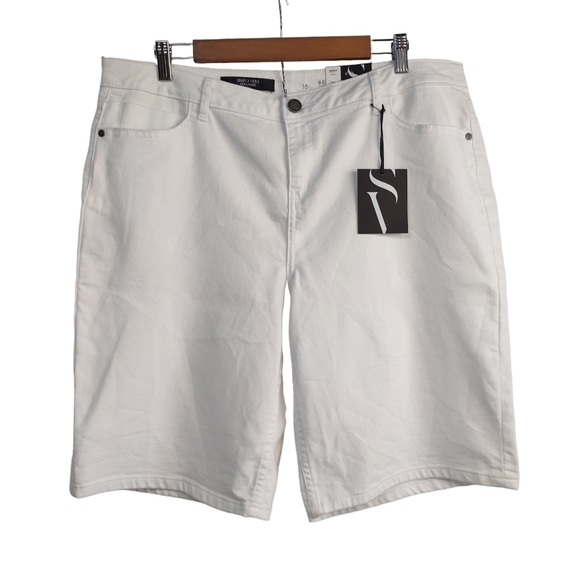 Simply Vera Vera Wang Pants - Simply Vera Vera Wang Women's White Mid Rise Stretch Shorts Size 16 NWT